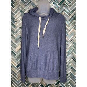 RIP CURL BLUE MARLED SOFT LONG SLEEVE HOODED LIGHTWEIGHT PULLOVER SWEATSHIRT MED